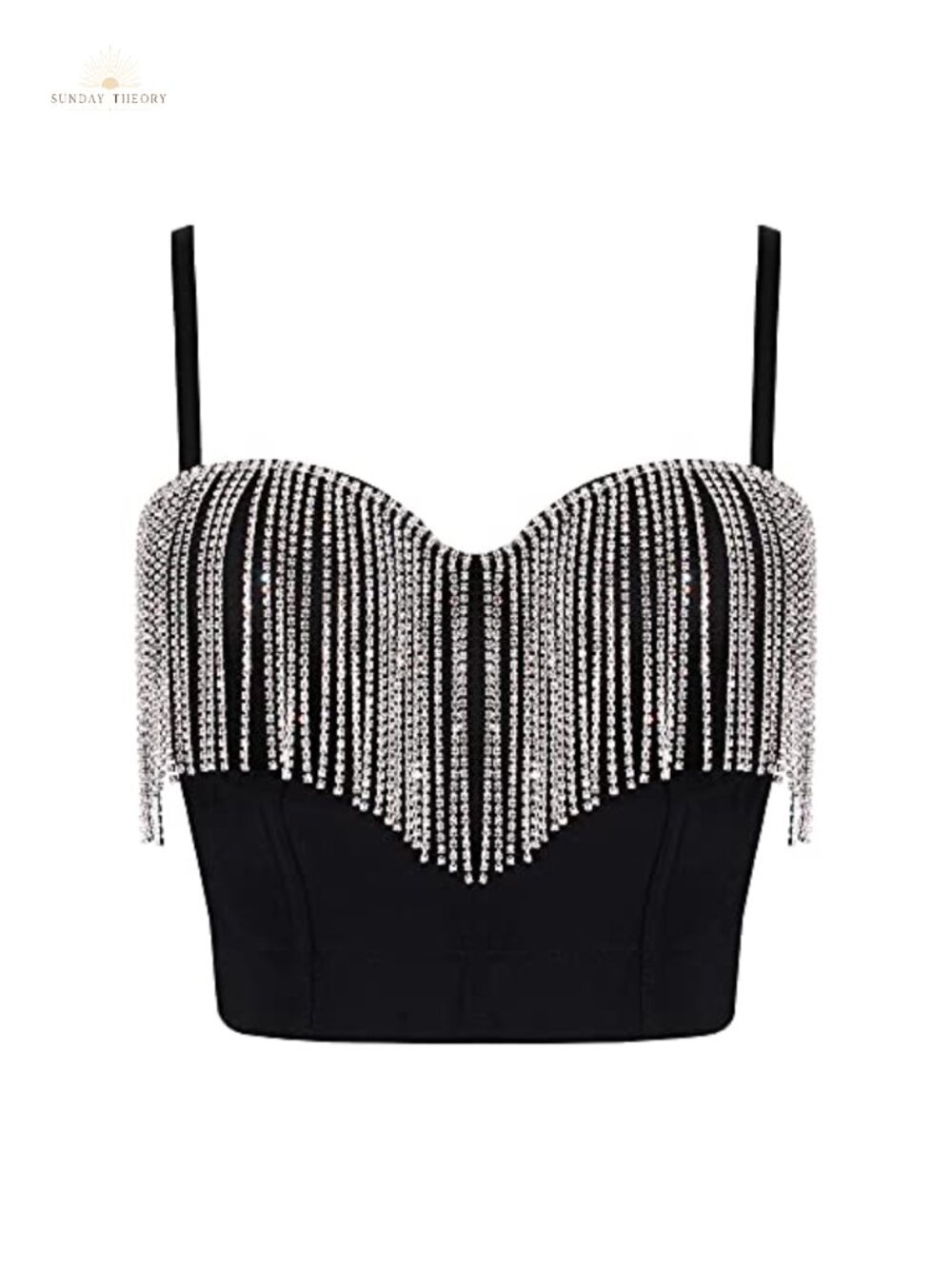 Womens Sexy Sequin Tassel Crop Top Spaghetti Strap Sleeveless Club Party Top